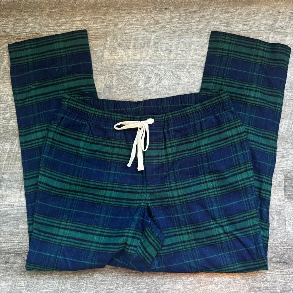 Vineyard Vines Plaid Pajama Pants Medium Navy Green Cotton Viscose Lounge